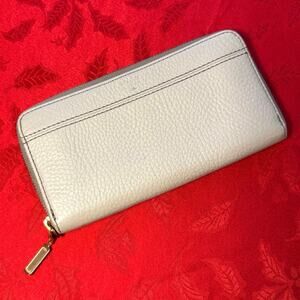 Fossil tan beige leather zip around wallet issue 1954 long zip wallet